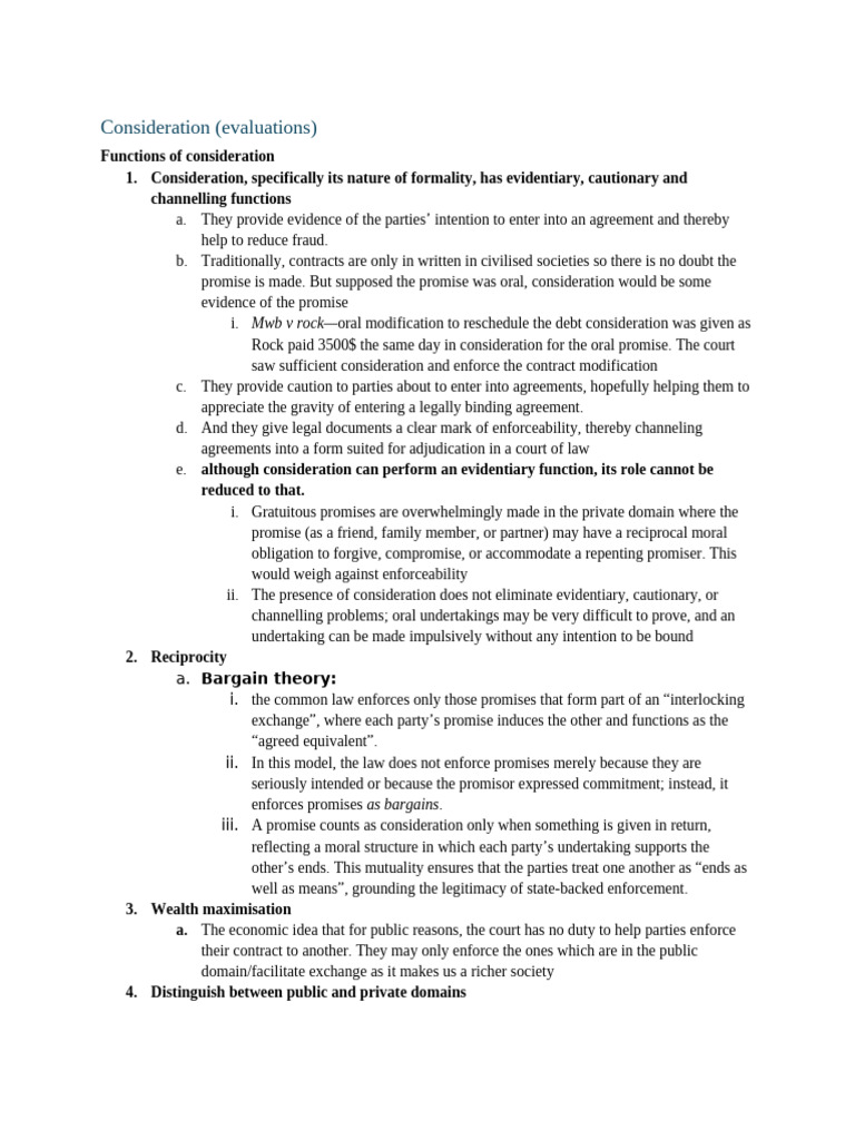 Functions and Theories of Consideration | PDF | Consideration | Estoppel