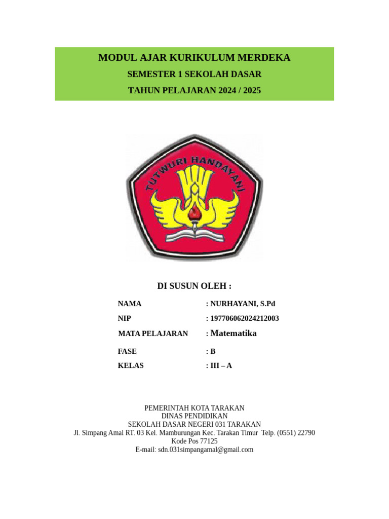 Modul Ajar Matematika Kelas 3 SD 2024 | PDF
