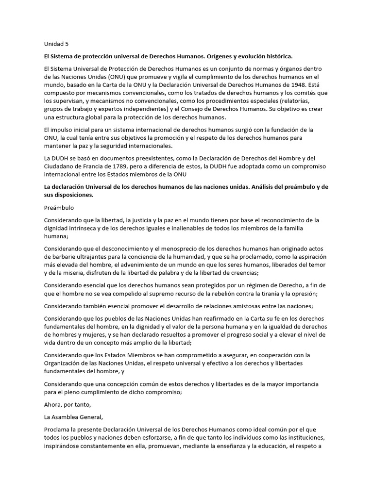 Unidad 5 - Derechos Humanos | PDF | Derechos humanos | Naciones Unidas