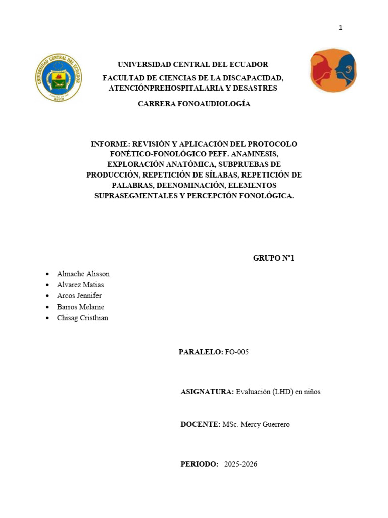 Protocolo PEFF para Evaluación Fonológica | PDF | Sílaba | Fonología