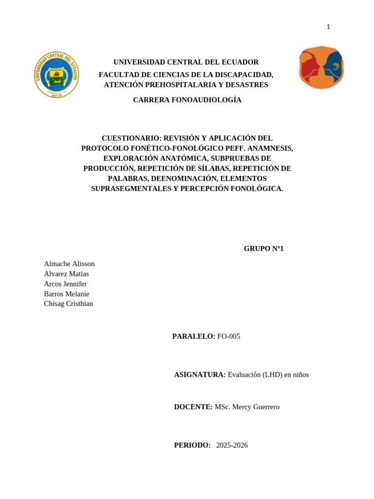 Protocolo PEFF en Evaluación Fonológica | PDF | Sílaba | Voz humana