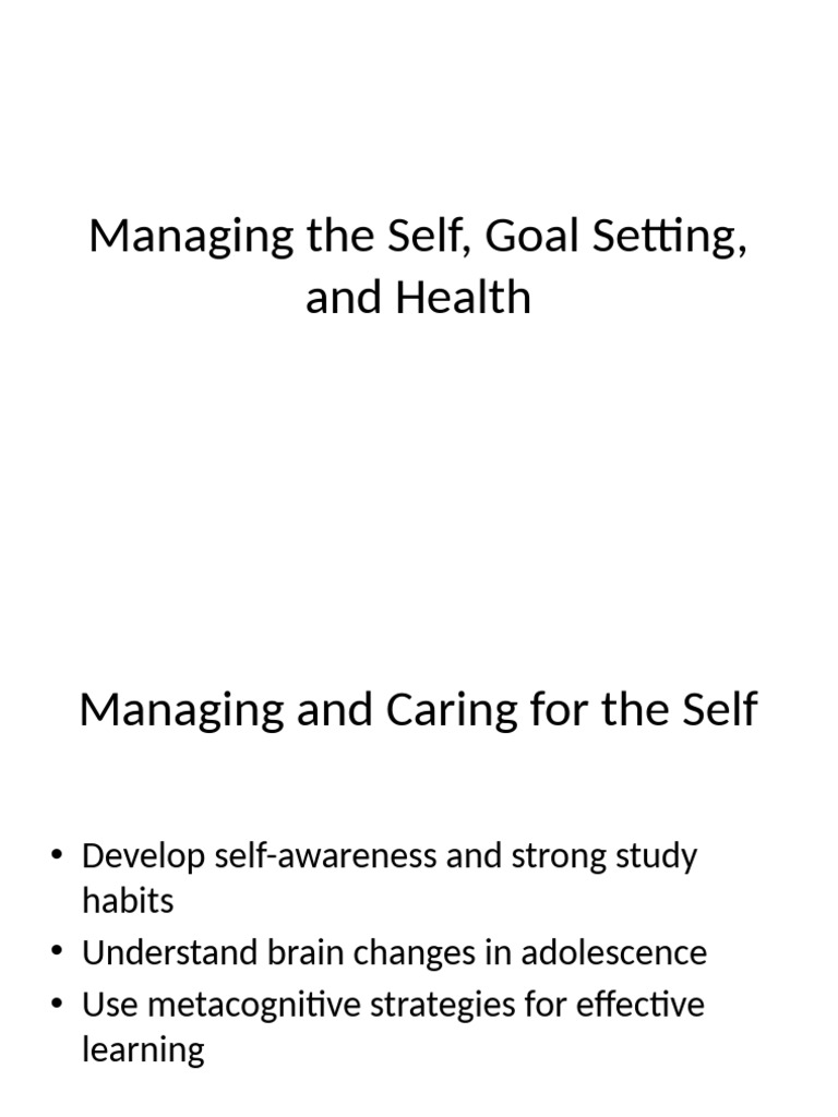 Self-Management and Goal Setting Strategies | PDF