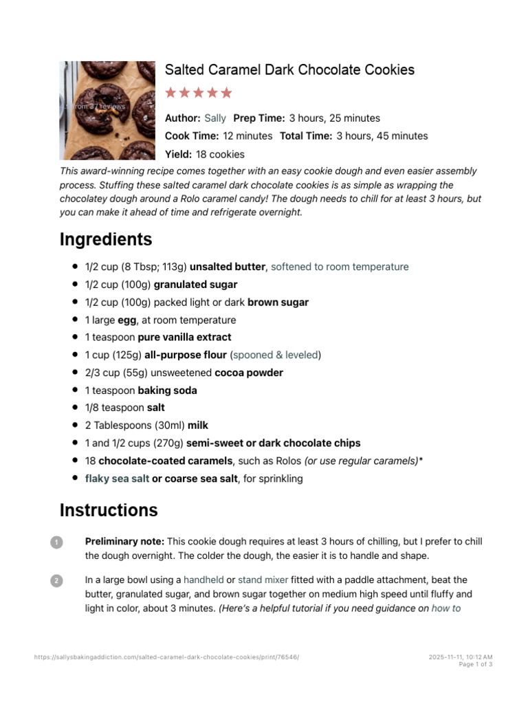 Salted Caramel Dark Chocolate Cookies - Sally's Baking | PDF ...