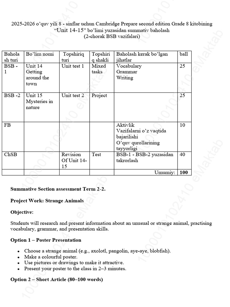 Cambridge Grade 8 Unit 14-15 Assessment | PDF | Linguistics | Human ...