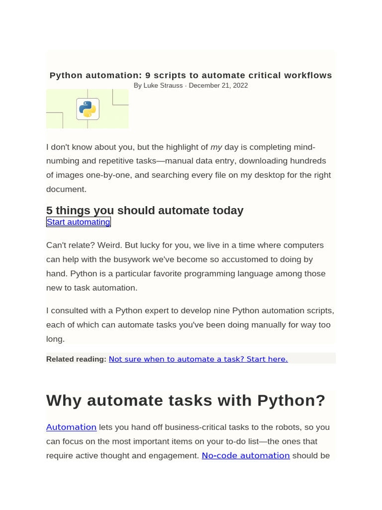 9 Python Scripts for Task Automation | PDF | Comma Separated Values ...