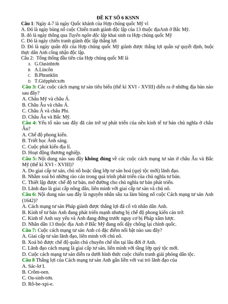 BÀI KT SỐ 6 KSNN | PDF