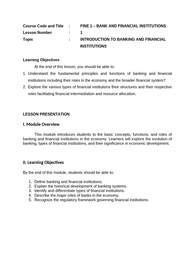 LESSON-1-BANKING And Financial | PDF | Banks | Investing
