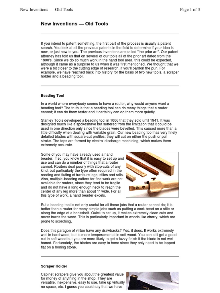 New Inventions - Old Tools | PDF | Prior Art | Screw