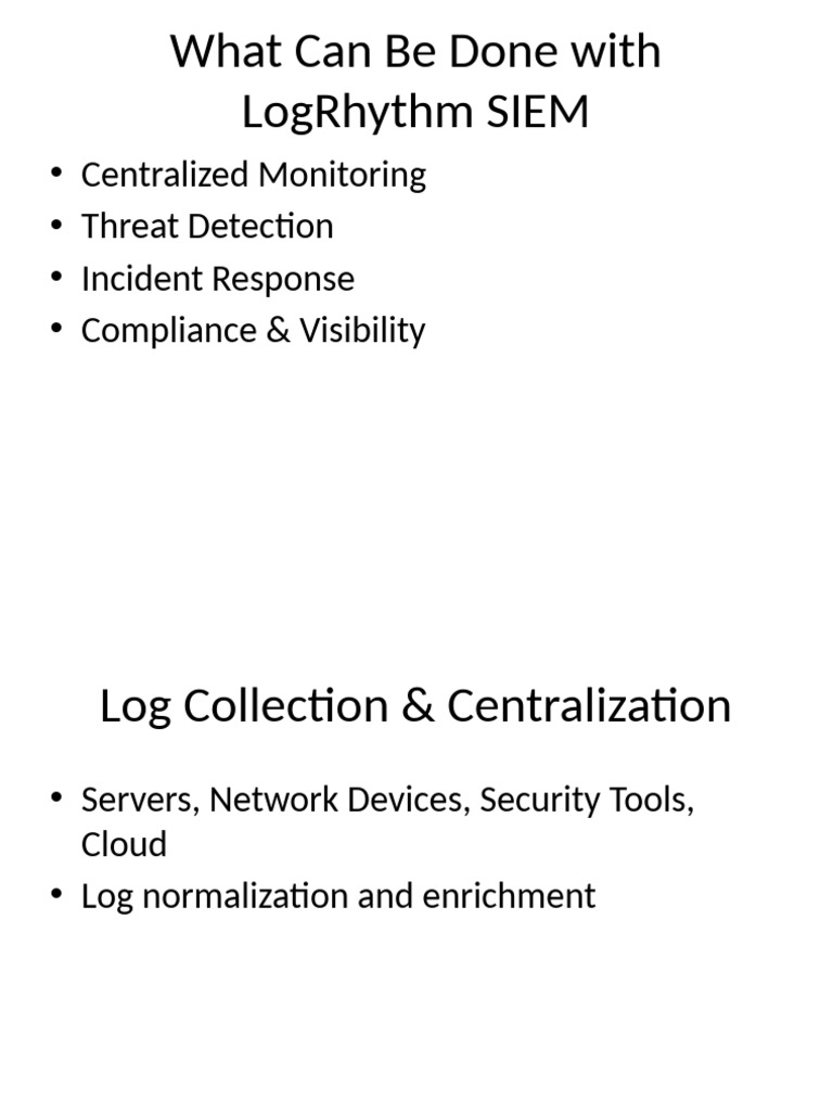LogRhythm SIEM Features Overview | PDF