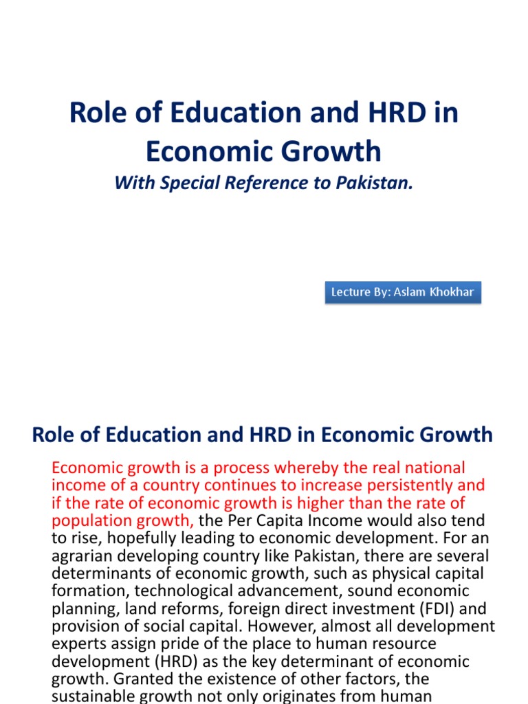 Role of Education and HRD in Economic Growth | PDF | Economic Growth ...
