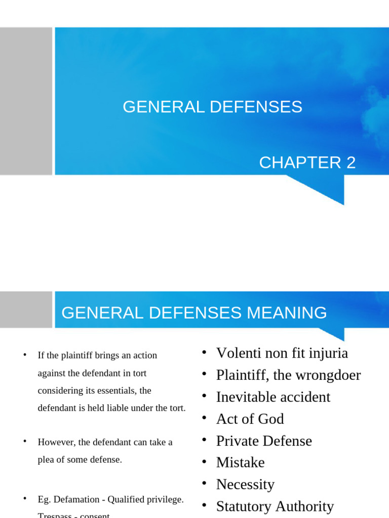 Understanding General Defenses in Tort Law | PDF | Negligence | Legal ...