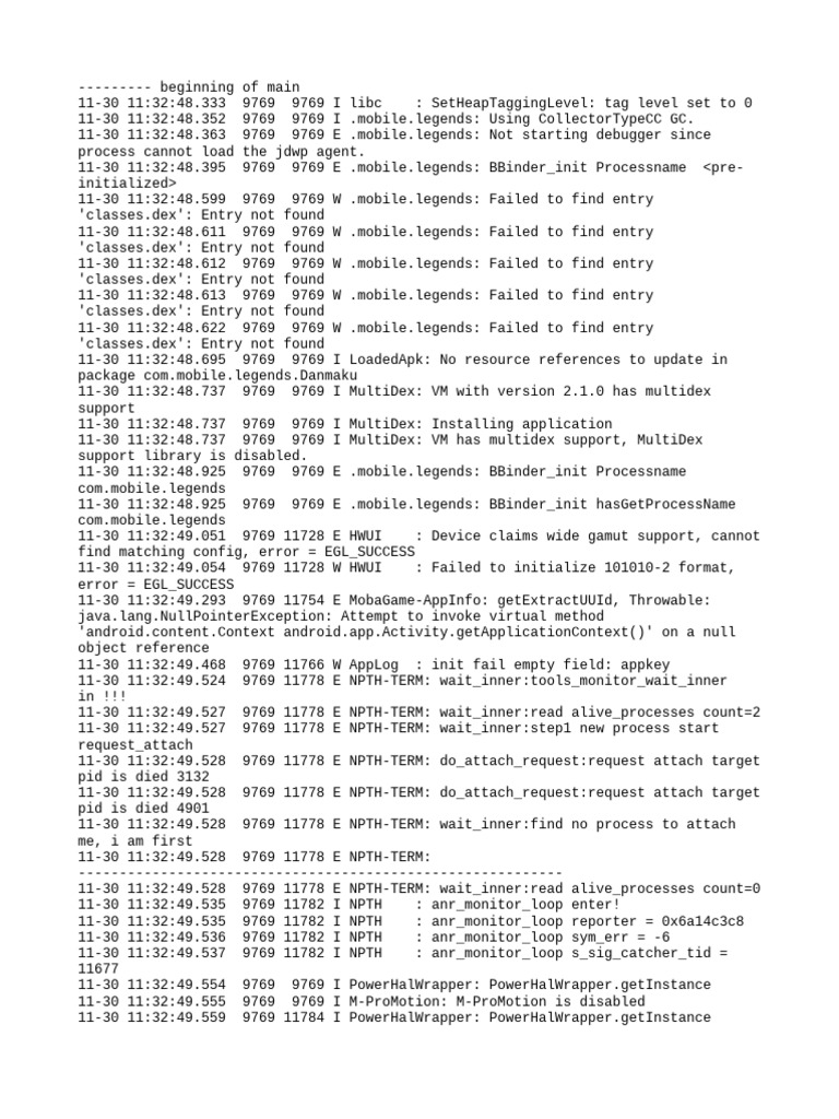 Mobile Legends Error Log Analysis | PDF | Computer Architecture ...