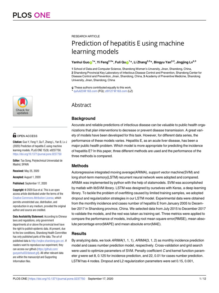 Hepatitis E Prediction with Machine Learning | PDF | Autoregressive ...