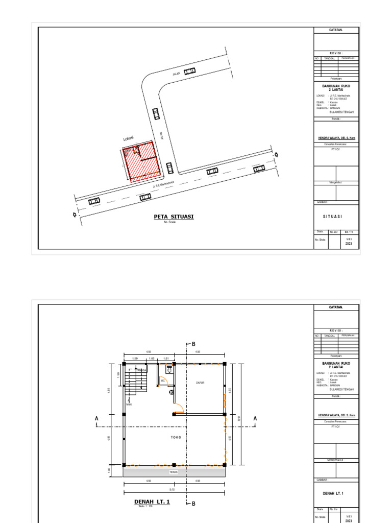 Denah Ruko 2 Lantai Luwuk 2023 | PDF