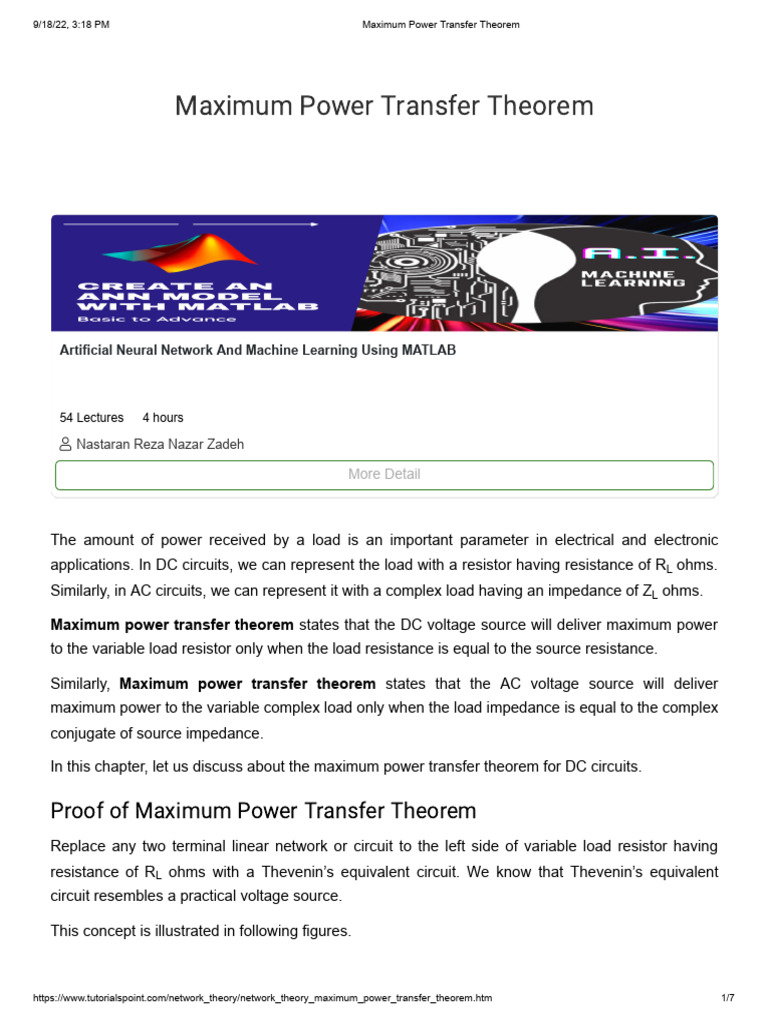 Maximum Power Transfer Theorem Explained | PDF | Electrical Impedance ...