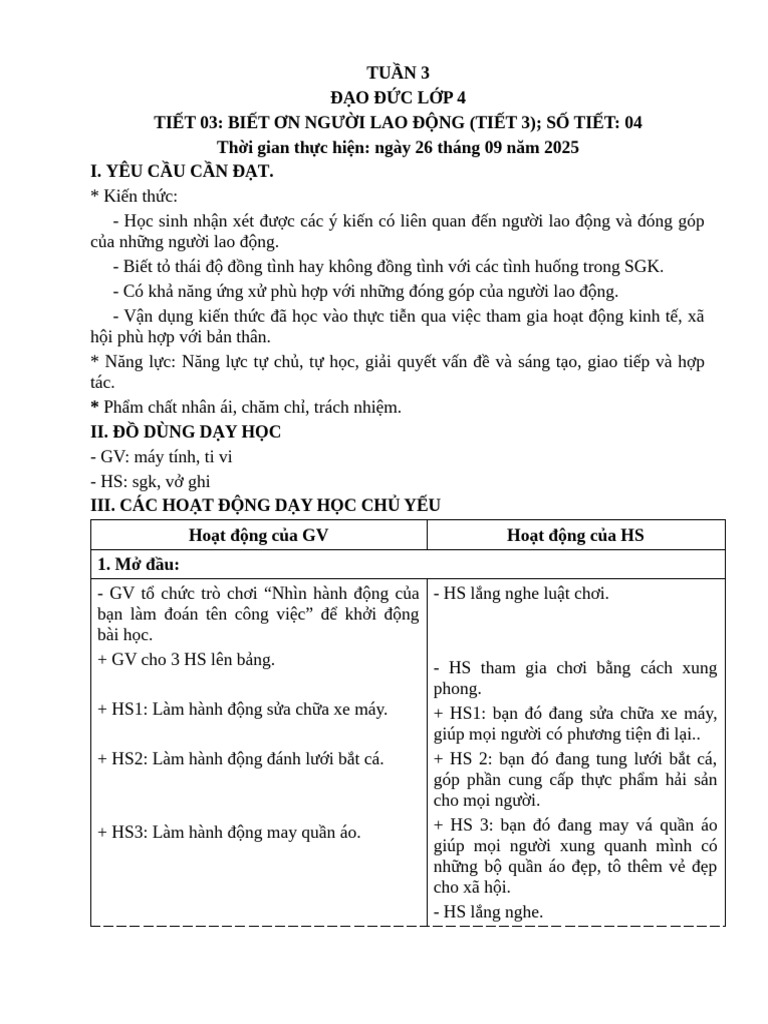 KHBD Tuan 3 | PDF
