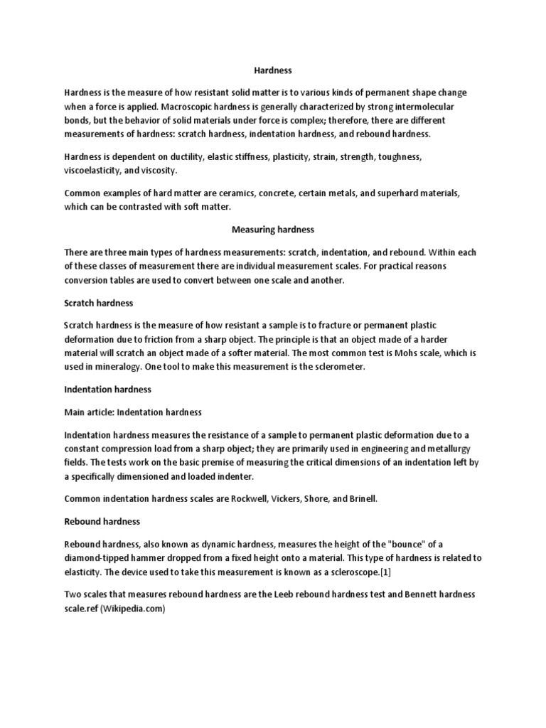 Hardness PDF Hardness Materials