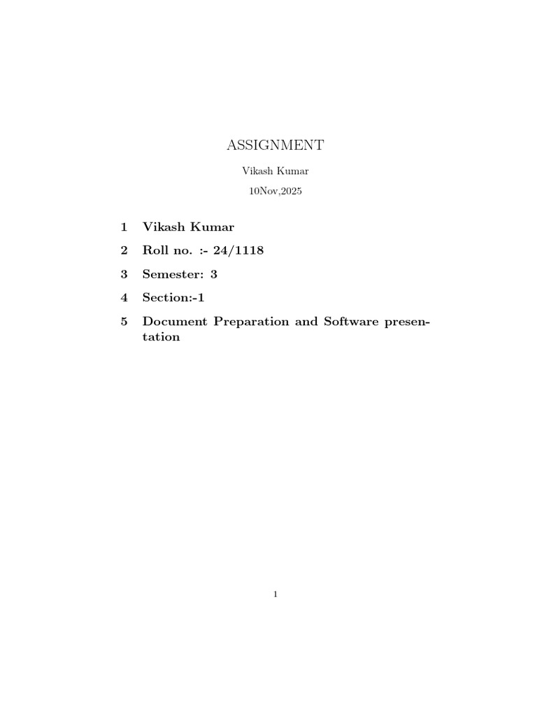 Assignment 2 Document Preparation Vikash Kumar | PDF | Computing ...