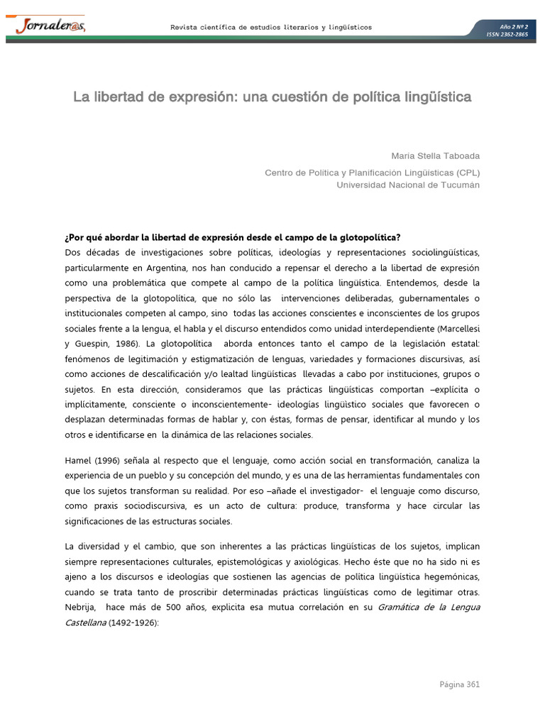 031-La Libertad de Expresin Mara Stella Taboada | PDF | Libertad de ...