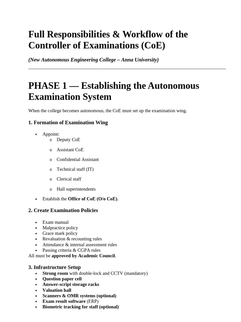Controller of Examinations Workflow Guide | PDF | Academic Term