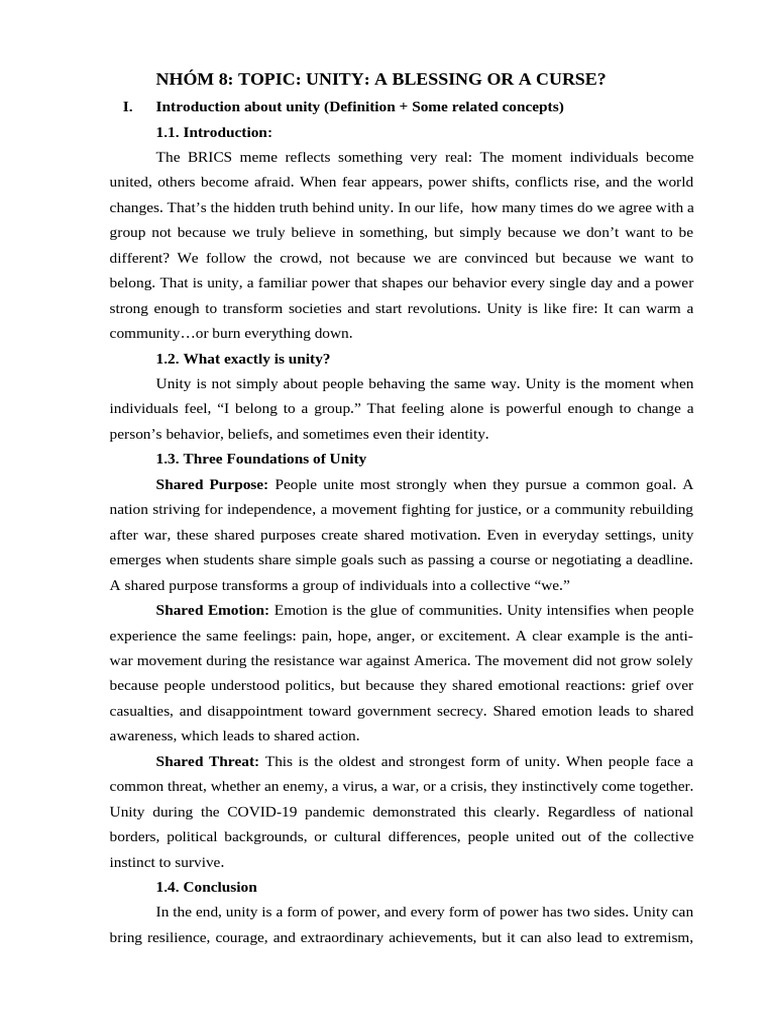 The Dual Nature of Unity: Power and Ethics | PDF