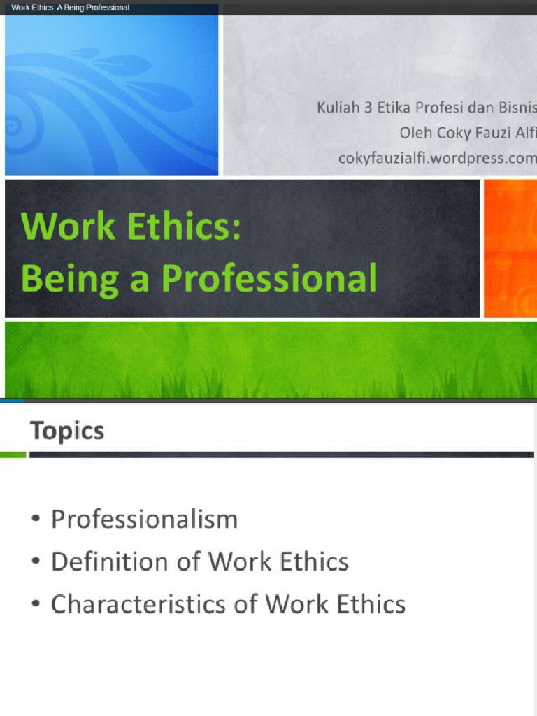 Work Ethics Lesson 2 | PDF