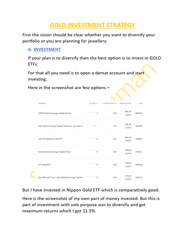 Gold Investment Strategies Explained | PDF | Option (Finance) | Investing