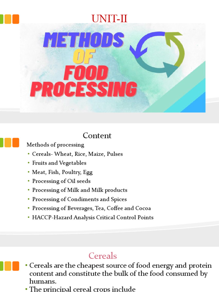 Methods of Food Processing-unit-II | PDF | Vegetables | Milk