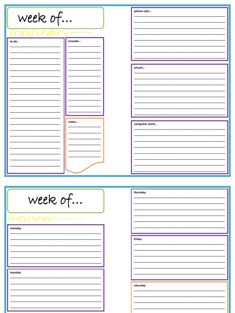 Weekly Task Planner Template | PDF