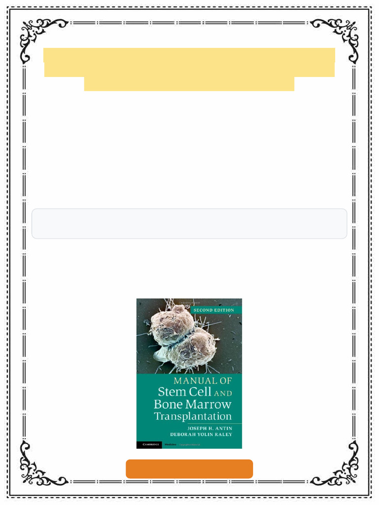 Manual of Stem Cell and Bone Marrow Transplantation 2ed. Edition Antin ...