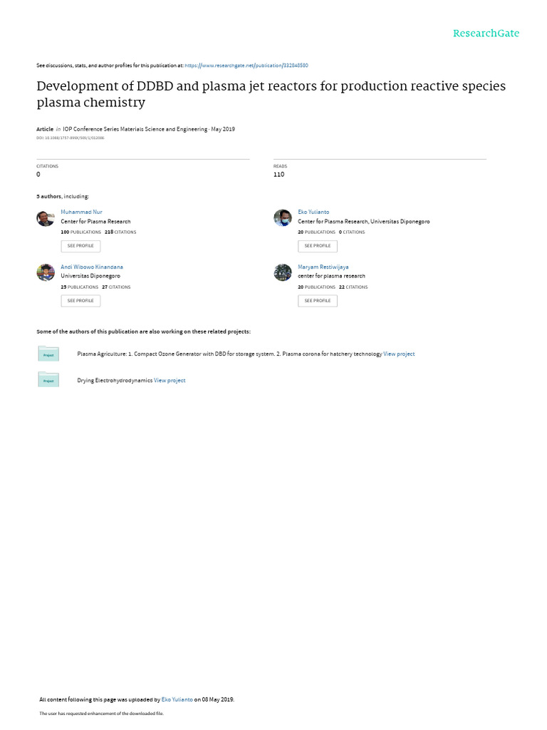 Nur Et Al. (2019) Development of DDBD and Plasma Jet Reactors for ...