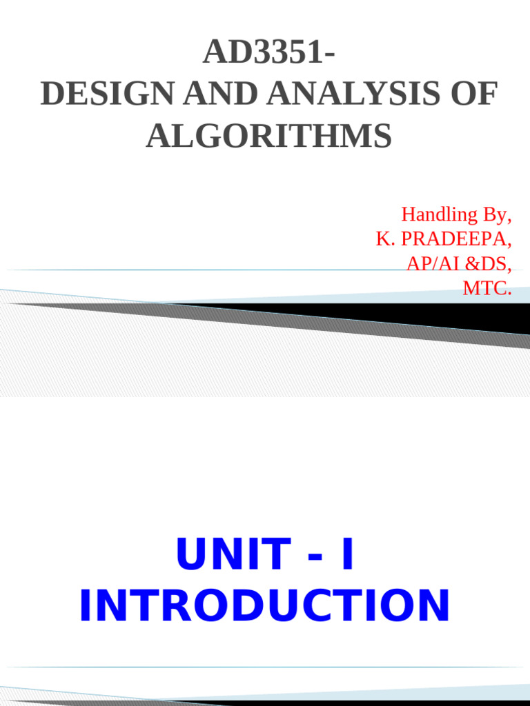 Algorithm Design and Analysis Basics | PDF | Mathematics | Algorithms