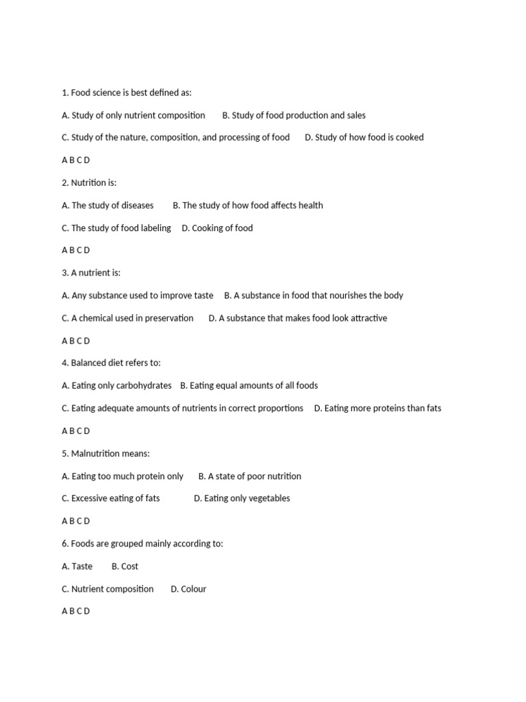 Food Science and Nutrition Basics | PDF | Foods | Fat