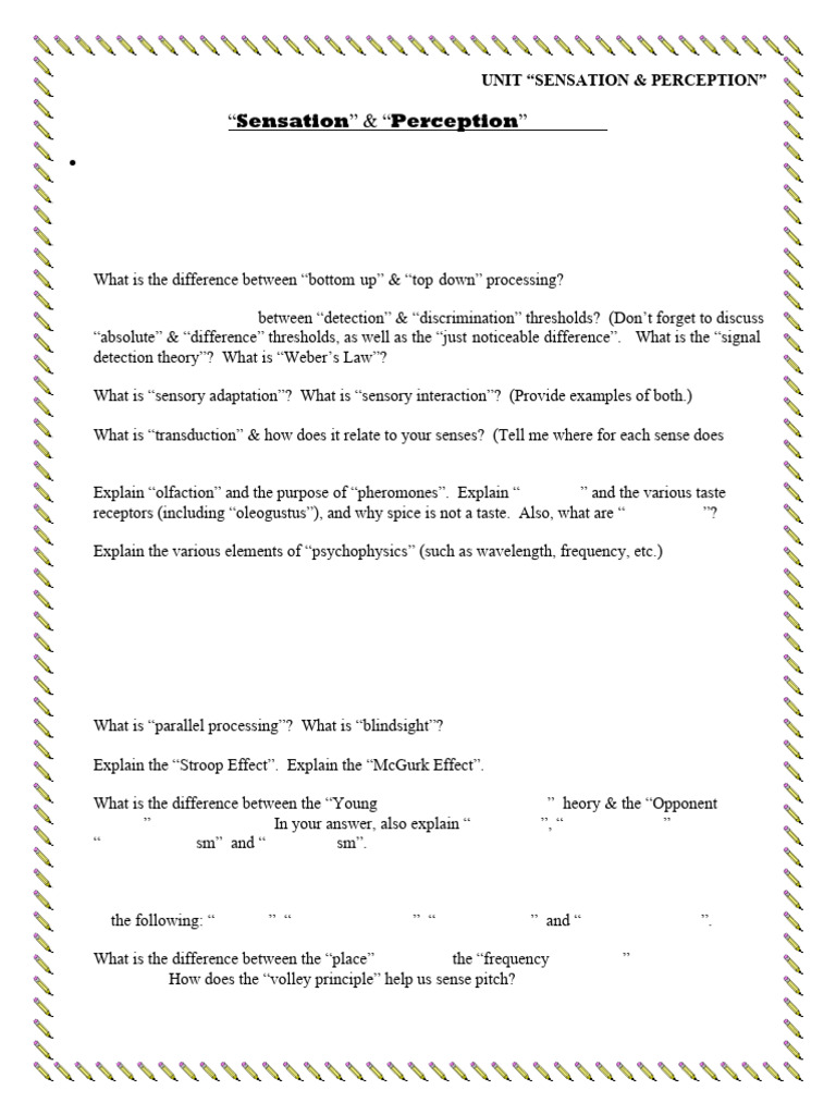 Sensation & Perception Study Guide | PDF | Senses | Perception
