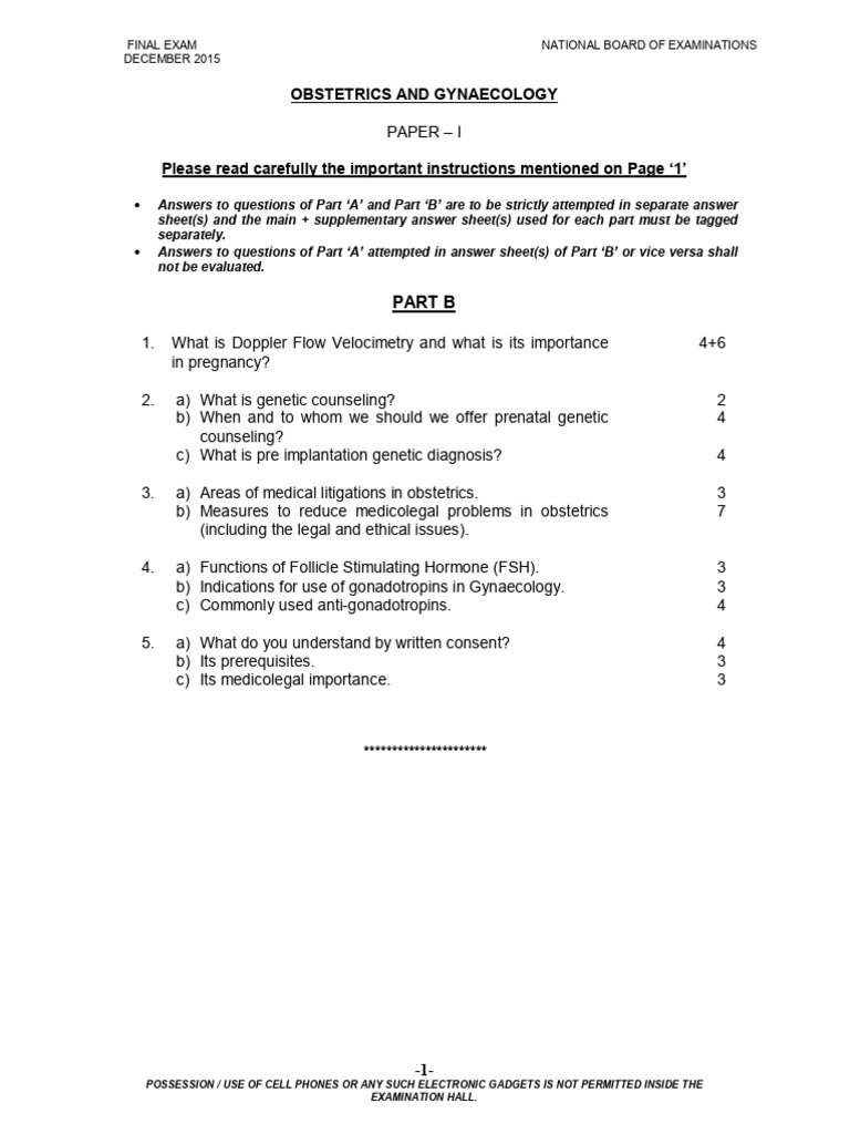 Obstetrics and Gynaecology: Part B | PDF