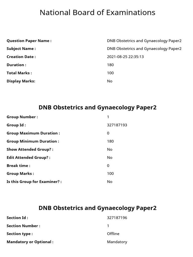 DNB Obstetrics & Gynaecology Paper 2 | PDF | Pregnancy | Obstetrics