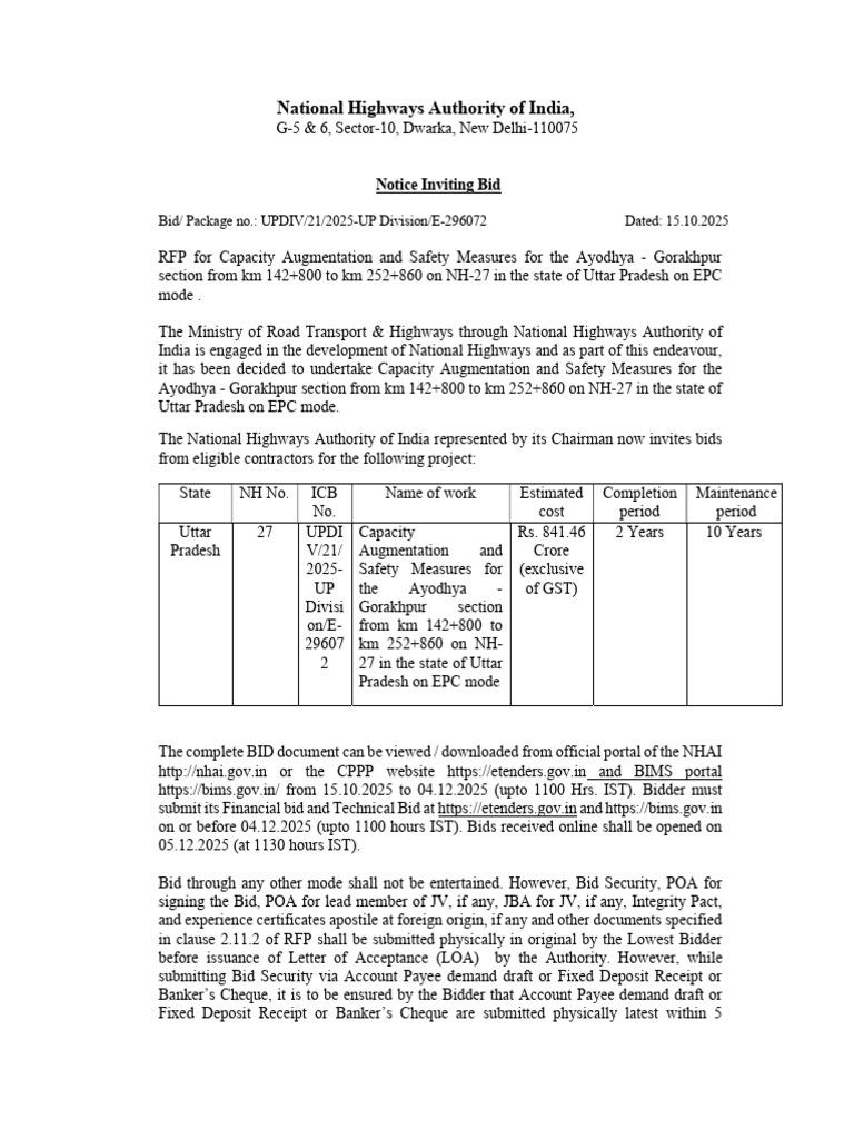 Tendernotice - 1 - 2025-11-19T144356.005 | PDF | Cheque | Road ...