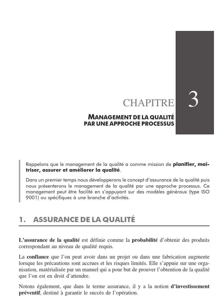Management de la qualité par processus | PDF | Management de la qualité ...