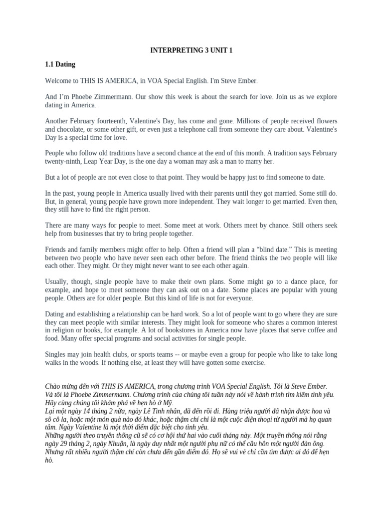 Interpreting 3 Unit 1 | PDF