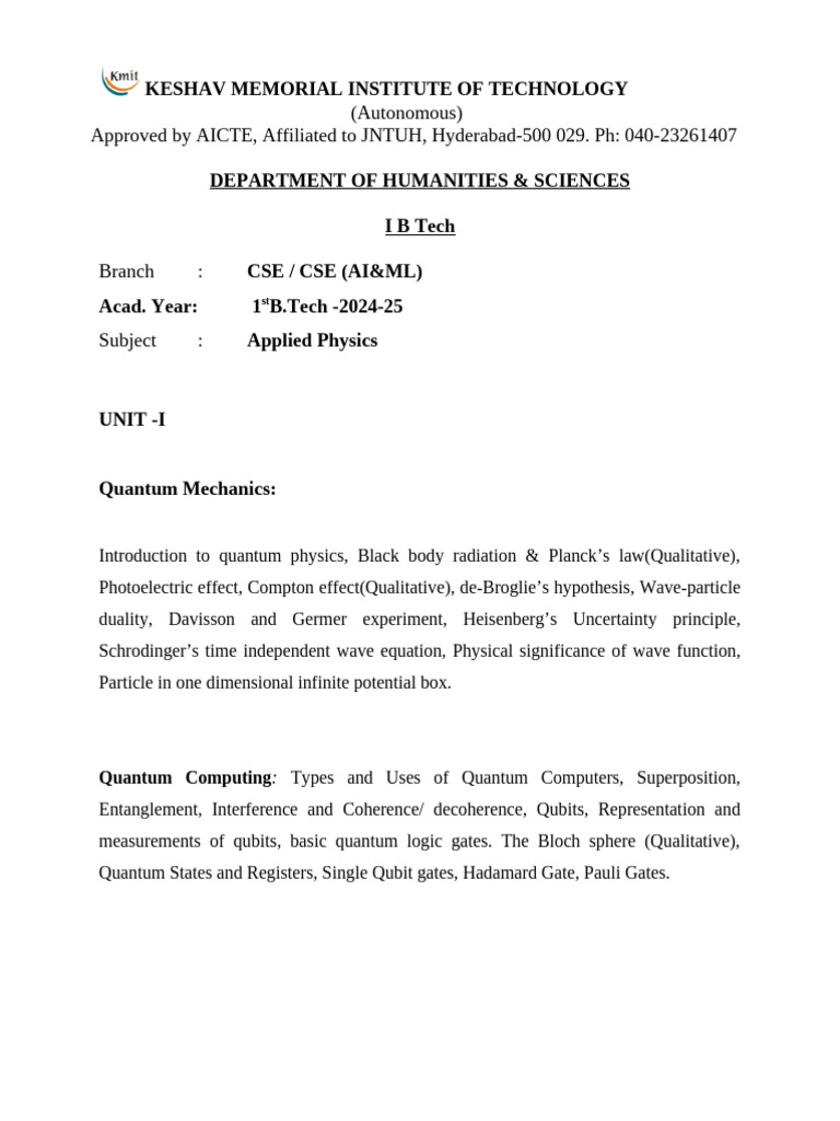 Quantum Mechanics and Computing Overview | PDF | Photoelectric Effect ...