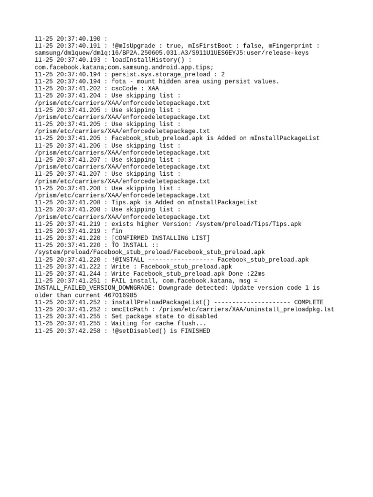 Facebook Preload Installation Log | PDF