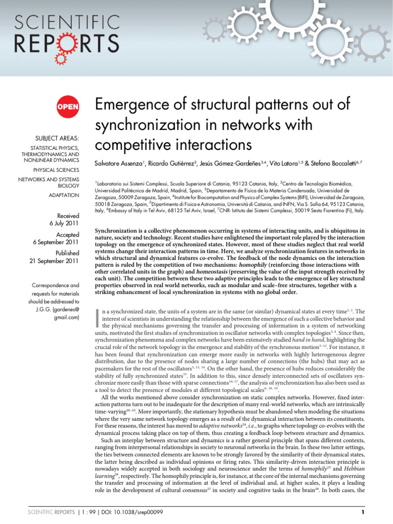 Synchronization in Adaptive Networks | PDF | Synchronization