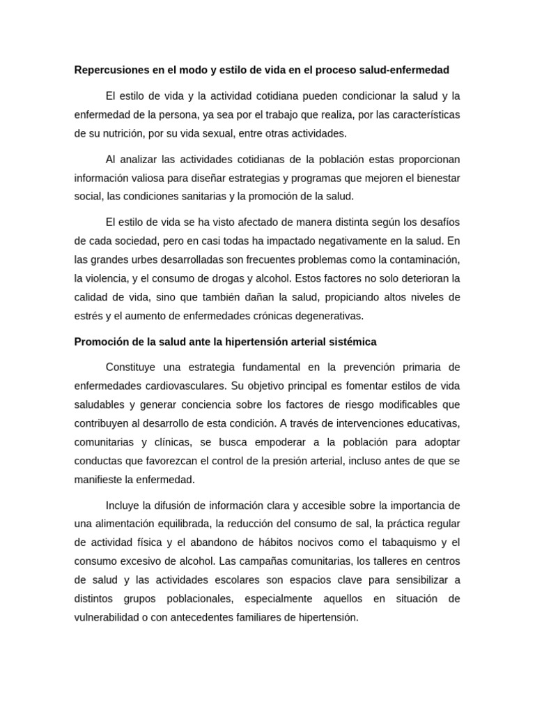 Impacto del Estilo de Vida en Salud | PDF | Hipertensión | Promoción de ...