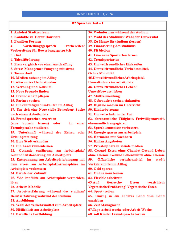 Themen B2 Topics With Answers | PDF