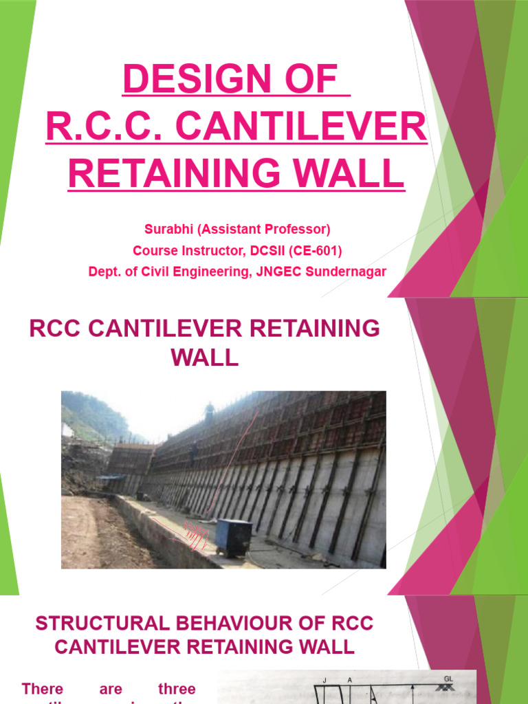 RCC Cantilever Retaining Wall Design Guide | PDF | Civil Engineering ...
