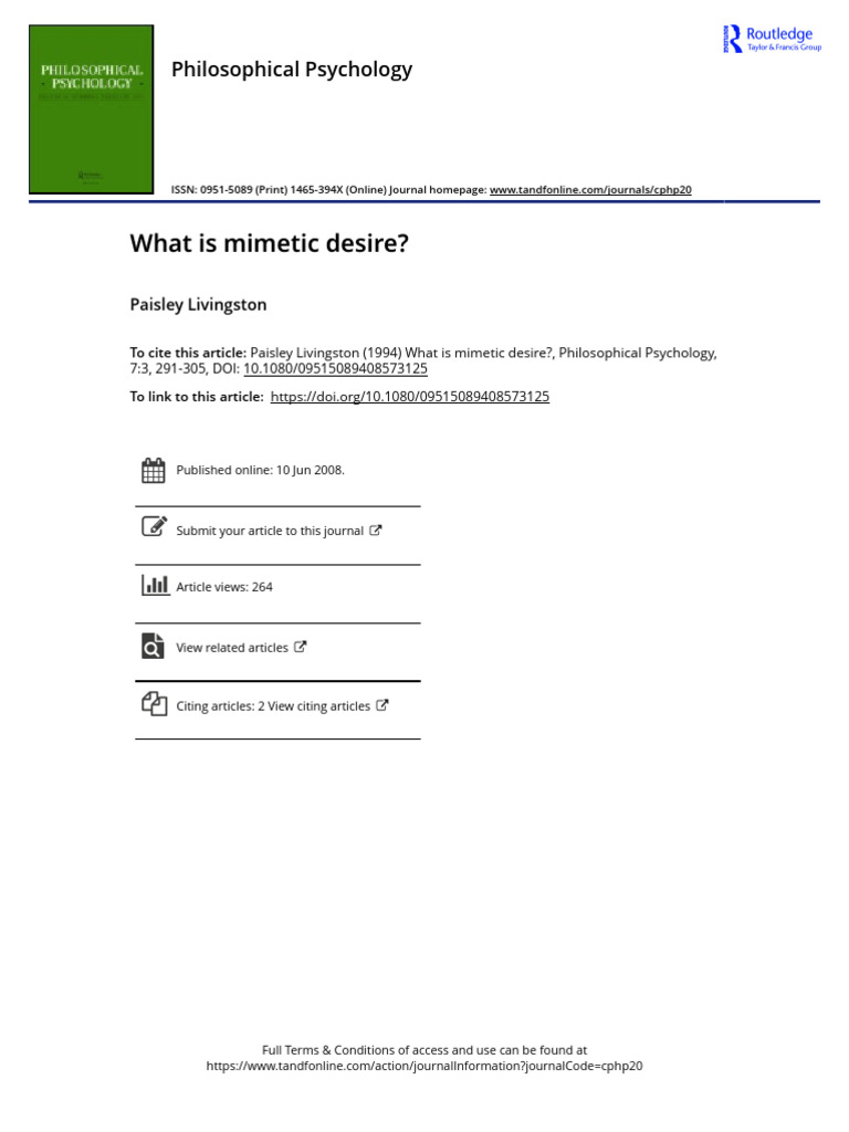 Understanding Mimetic Desire Explained | PDF | René Girard | Idea