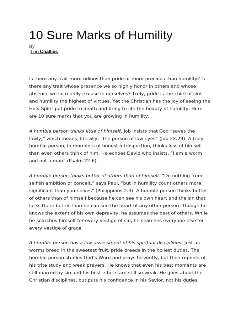 10 Signs of True Humility | PDF | Humility | Spirituality