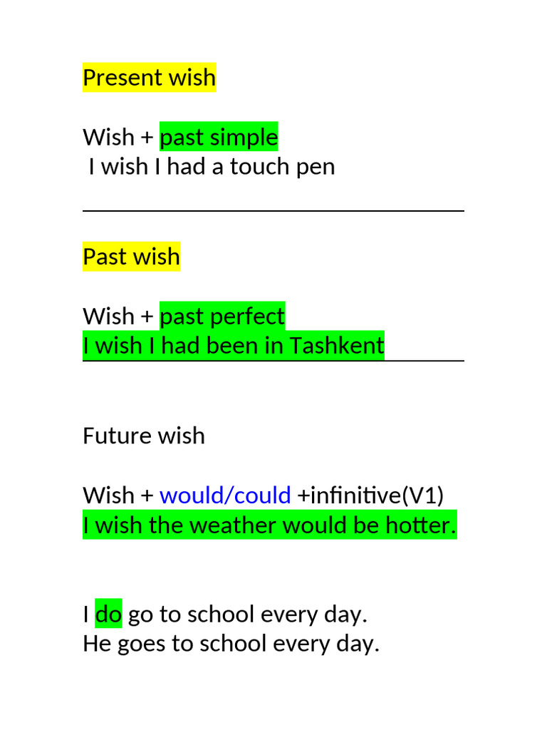 Formulas For Wish | PDF