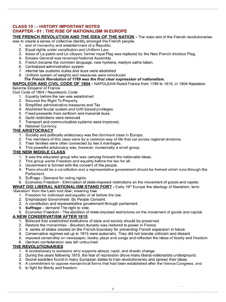 10th Social Chapter Wise Key Points | PDF