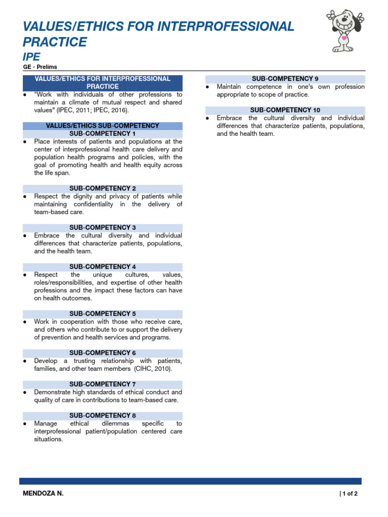 Interprofessional Practice Values & Ethics | PDF